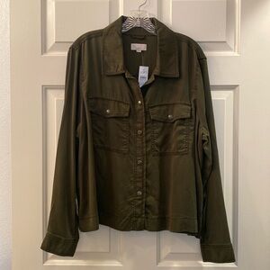 LOFT Army Green Lyocell Lightweight XL Jacket NWT